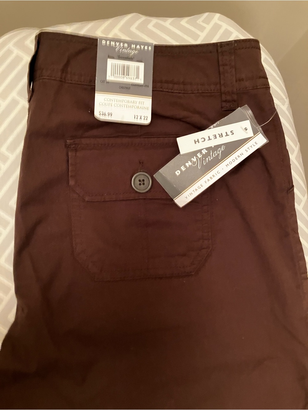 Denver Hayes Men's Brown Contemporary Fit Chinos